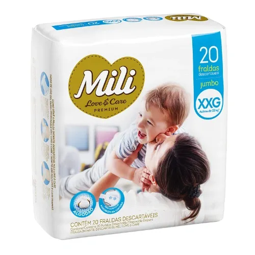 FRALDA MILI LOVE&CARE XXG 20UN
