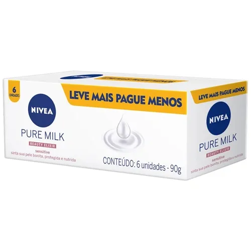 SABONETE NIVEA PURE MILK SENSITIVE 6UN 90G