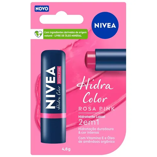 HIDRATANTE LABIAL NIVEA HIDRA COLOR 2X1 ROSA PINK 4,8G