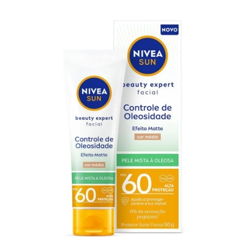 PROTETOR NIVEA SUN FACIAL FPS 60 CONTROLE DE OLEOSIDADE EFEITO MATTE COR MEDIA 50G