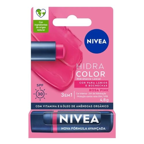 HIDRATANTE LABIAL NIVEA F30 HIDRA COLOR 3X1 ROSA PINK 4,8G