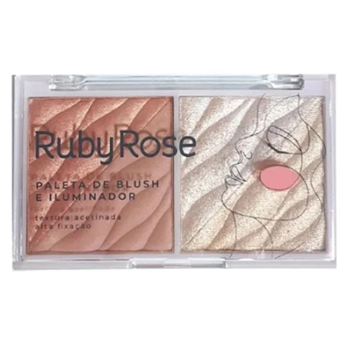PALETA BLUSH E ILUMINADOR RUBY ROSE FANCY HB75332 2CORES