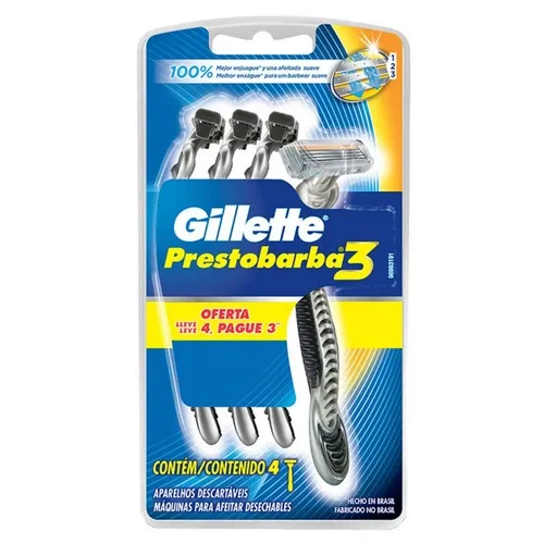 APARELHO BARBEAR GILLETTE PRESTOBARBA3 ULTRAGRIP L4P3UN