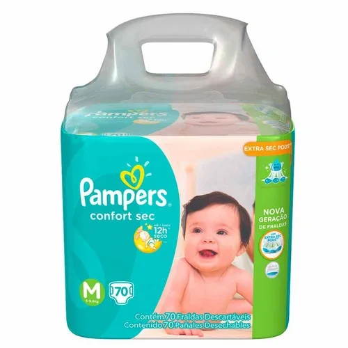 FRALDA PAMPERS CONFORTSEC BAG M 70 UN