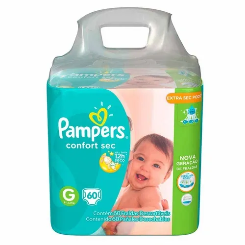 Fralda Pampers Confortsec Bag G 60 Un