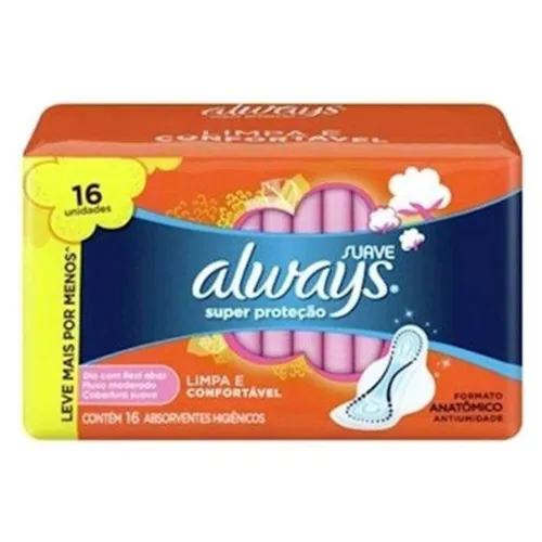ABSORVENTE ALWAYS SUPER PROTECAO SUAVE ABAS 16UN