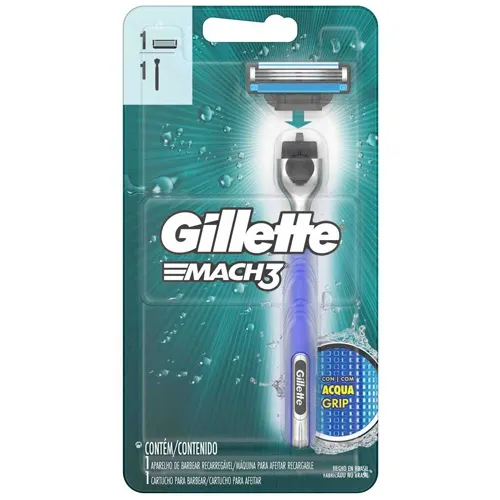 APARELHO BARBEAR GILLETTE MACH3 ACQUA GRIP 1UN