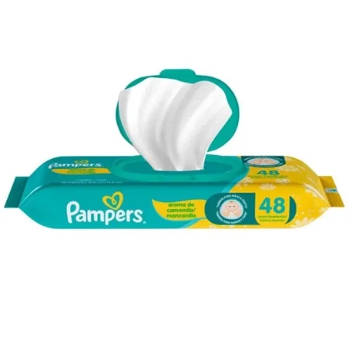 TOALHAS UMEDECIDAS PAMPERS AROMA DE CAMOMILA COM 48 UNIDADES