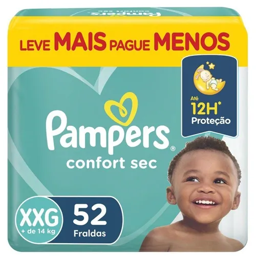 Fralda Pampers Conf Sec Bag Xxg 52