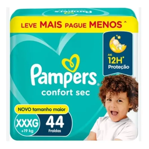 FRALDA PAMPERS CONFORT SEC XXXG 44UN