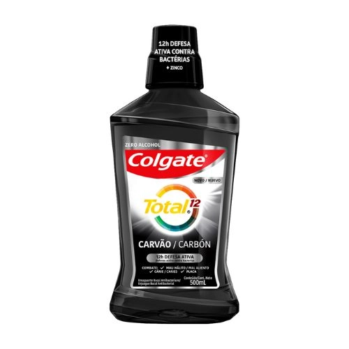 ENXAGUANTE BUCAL COLGATE TOTAL12 CARVAO ATIVADO 500ML