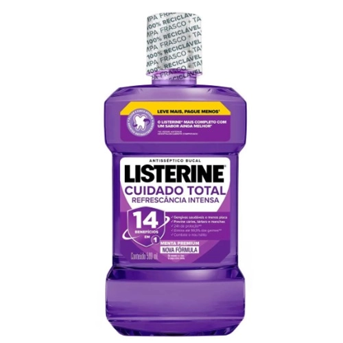 ENXAGUANTE BUCAL LISTERINE CUIDADO TOTAL MENTA FRESCA 500ML