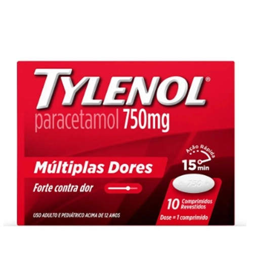 TYLENOL PARACETAMOL 750MG MULTIPLAS DORES 10 COMPRIMIDOS REVESTIDOS