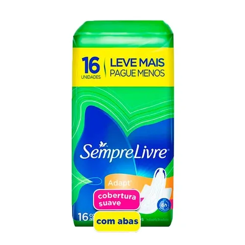 ABSORVENTE SEMPRE LIVRE ADAPT SUAVE COM ABAS LEVE 16 PAGUE 14