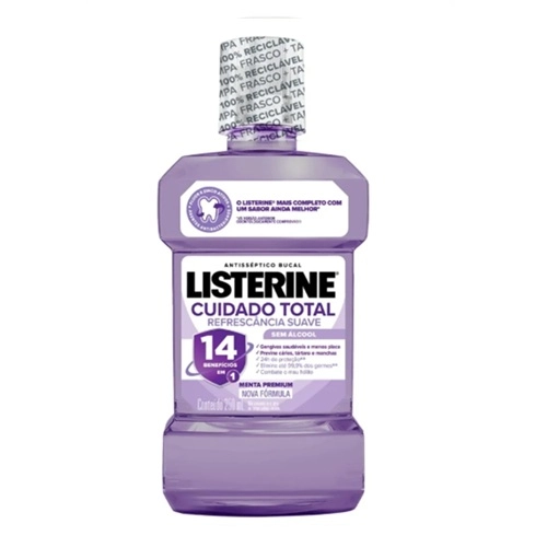 ENXAGUANTE BUCAL LISTERINE ZERO CUIDADO TOTAL MENTA FR 250M