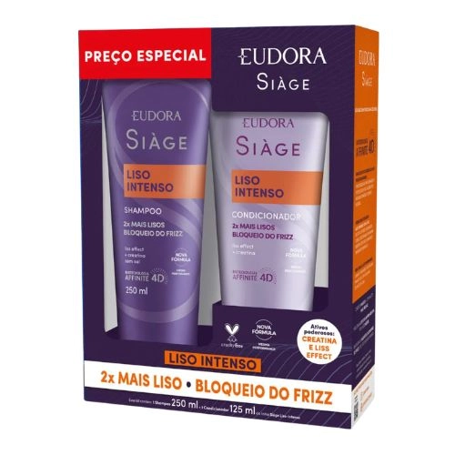 KIT SIAGE SHAMPOO+CONDICIONADOR LISO INTENSO 2UN 250ML+125ML