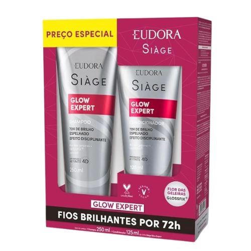 KIT SIAGE SHAMPOO+CONDICIONADOR GLOW EXPERT 250ML+125ML