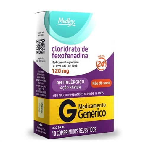 Cloridrato De Fexofenadina 120Mg 10 Comprimidos Revestidos