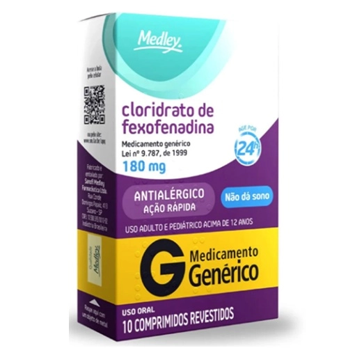 CLORIDRATO DE FEXOFENADINA 180MG 10 COMPRIMIDOS REVESTIDOS