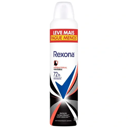 DESODORANTE REXONA AER ANTIBACTERIAL+INVISIBLE FEM LEVE+PAGUE- 250ML