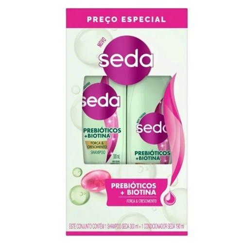 KIT SEDA SHAMPOO+CONDICIONADOR PREBIOTOCOS+BIOTINA 300ML+190ML