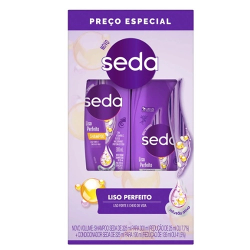 KIT SEDA SHAMPOO+CONDICIONADOR LISO PERFEITO C 300ML+190ML