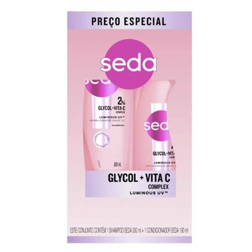 KIT SEDA SHAMPOO+CONDICIONADOR GLYCOL/VITA C 2UN 300ML+190ML