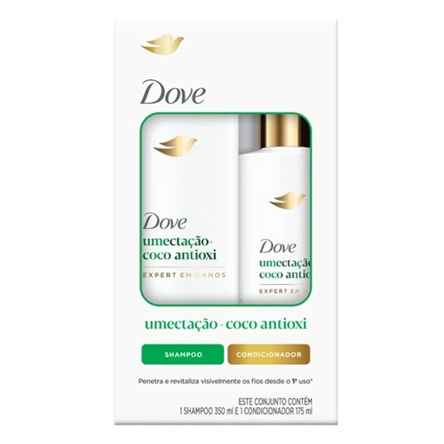 KIT DOVE SHAMPOO+CONDICIONADOR UMECTACAO+COCO 350ML+175ML