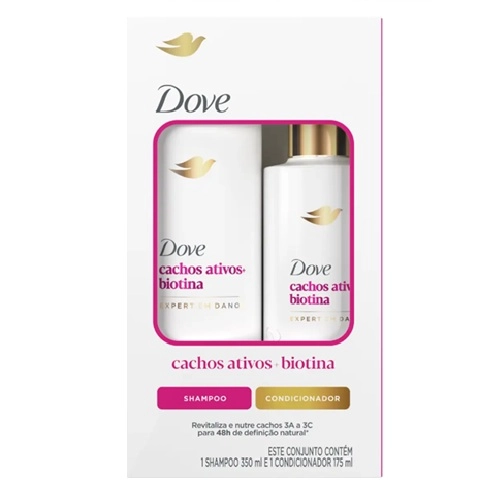 KIT DOVE SHAMPOO+CONDICIONADOR CACHOS ATIVOS+BIOTINA 350ML+175ML