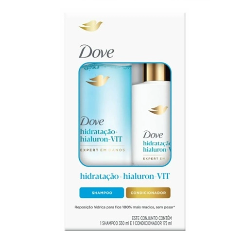 KIT DOVE SHAMPOO+CONDICIONADOR HIDRATACAO+HIALURON VIT 350ML+175ML