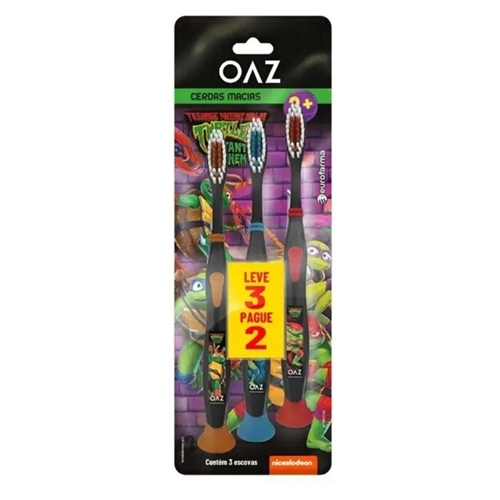 ESCOVA DENTAL OAZ INFANTIL TARTARUGA NINJA MACIA 3UN
