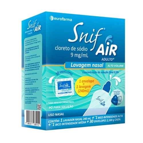 SNIF AIR 0,9% ADULTO FRASCO LAVAGEM NASAL+30SACHES 2,16G