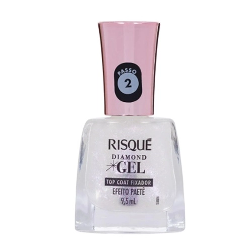 ESMALTE RISQUE GEL DIAMOND TOP COAT FIXADOR EFEITO PAETE 9,5ML