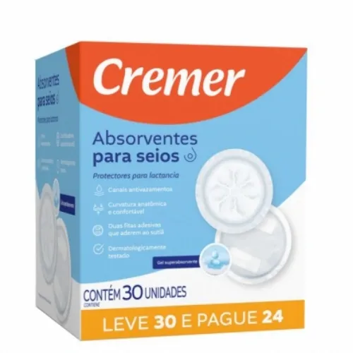 ABSORVENTE PARA SEIOS CREMER LEVE 30 PAGUE 24
