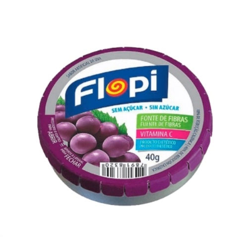 Bala Flopi Uva Sem Acucar 40G