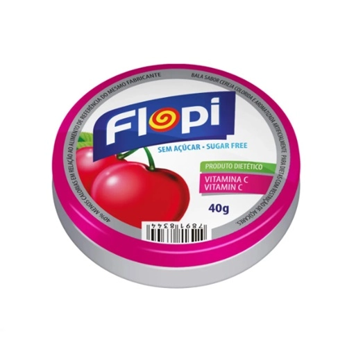 Bala Flopi Cereja Sem Acucar 40G