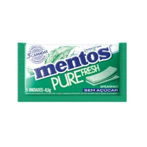 MENTOS PURE FRUIT CHICLETE SEM ACUCAR SABOR SPEARMINT 5UN