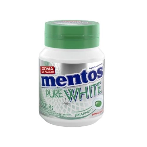 MENTOS CHICLETE PURE WHITE SPEARMINT 56G