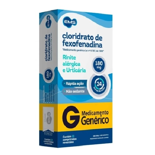 CLORIDRATO DE FEXOFENADINA 180MG 10CP REVESTIDOS