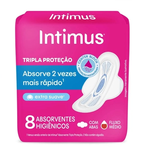 ABSORVENTE INTIMUS TRIPLA PROTECAO EXTRA SUAVE ABAS 8UN