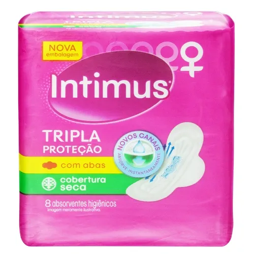 ABSORVENTE INTIMUS GEL NORMAL SECA COM ABAS 8UN