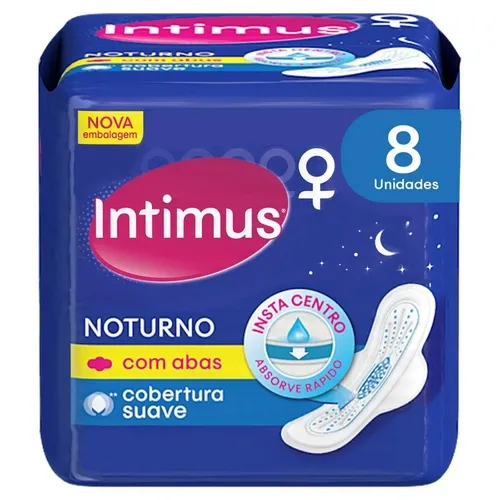 ABSORVENTE INTIMUS NOTURNO GEL SUAVE COM ABAS 8UN