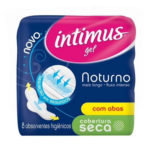 ABSORVENTE INTIMUS NOTURNO GEL SECA COM ABAS 8UN