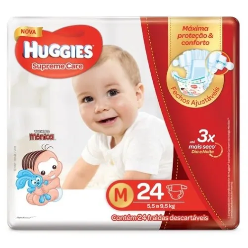 FRALDA HUGGIES SUPREME CARE JUMBO M 24 UN