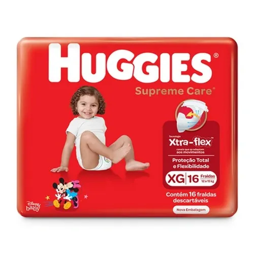 FRALDA HUGGIES SUPREME CARE JUMBO XG 16 UN