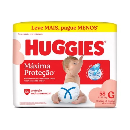 FRALDA HUGGIES MAXIMA PROTECAO HIPER G 58UN