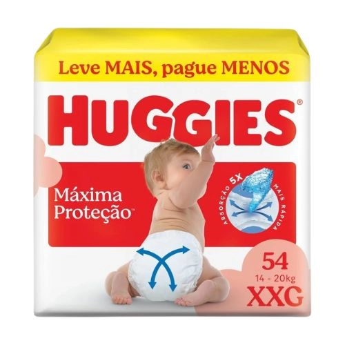 FRALDA HUGGIES MAXIMA PROTECAO HIPER XXG 54UN