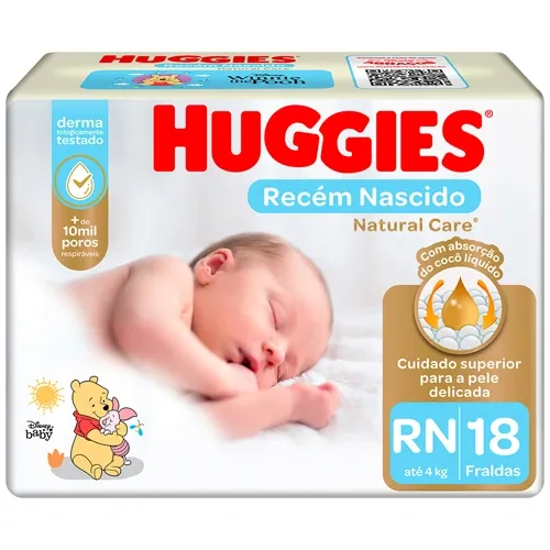 FRALDA HUGGIES NATURAL CARE RN 18UN