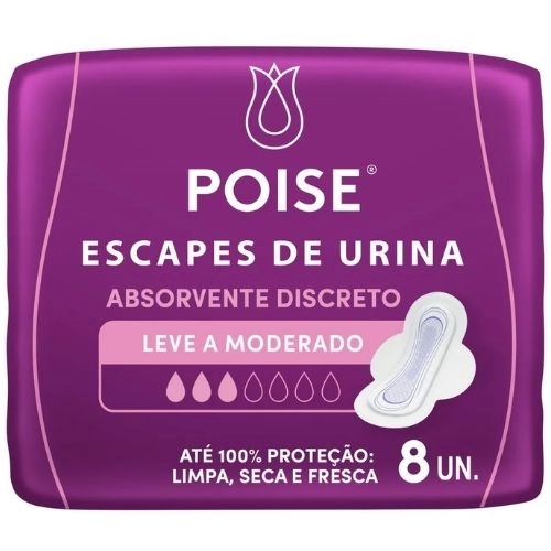ABSORVENTE POISE DISCRETO LEVE/MODERADO ABAS 8UN