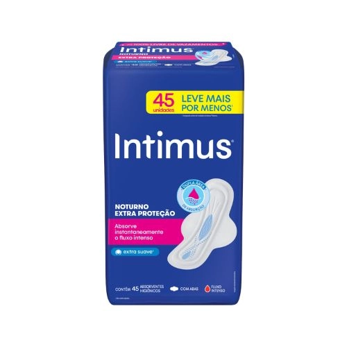 ABSORVENTE INTIMUS NOTURNO SUAVE ABAS 45UN